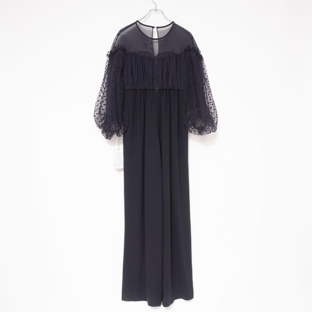 下札付 フロッキードットシアーパンツドレス ブラック サイズL*CD127