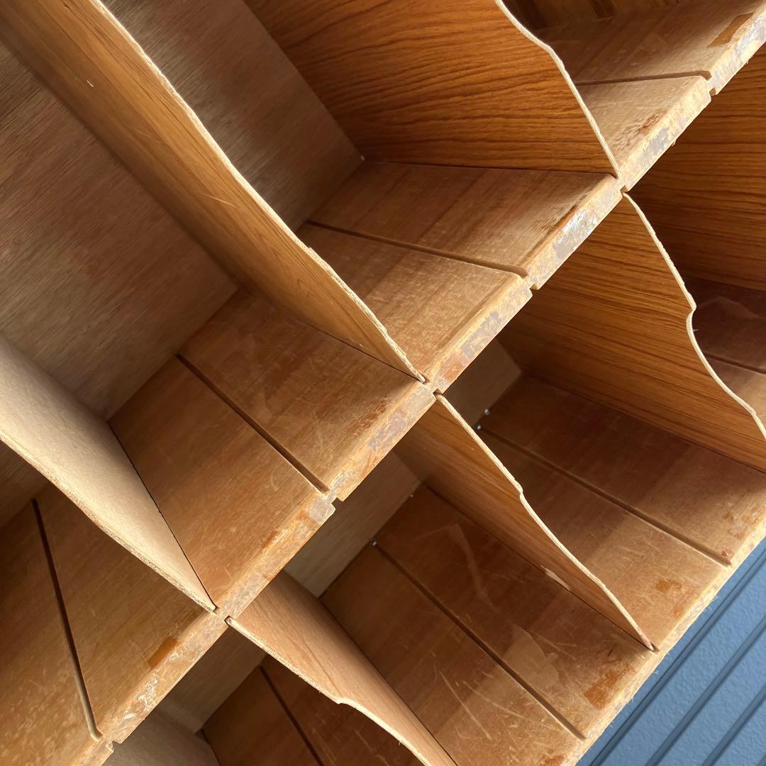 昭和レトロ 古家具 木製棚 書類入れ カルテケース 2列8段 事務用品ビンテージ