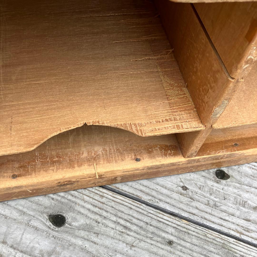 昭和レトロ 古家具 木製棚 書類入れ カルテケース 2列8段 事務用品ビンテージ