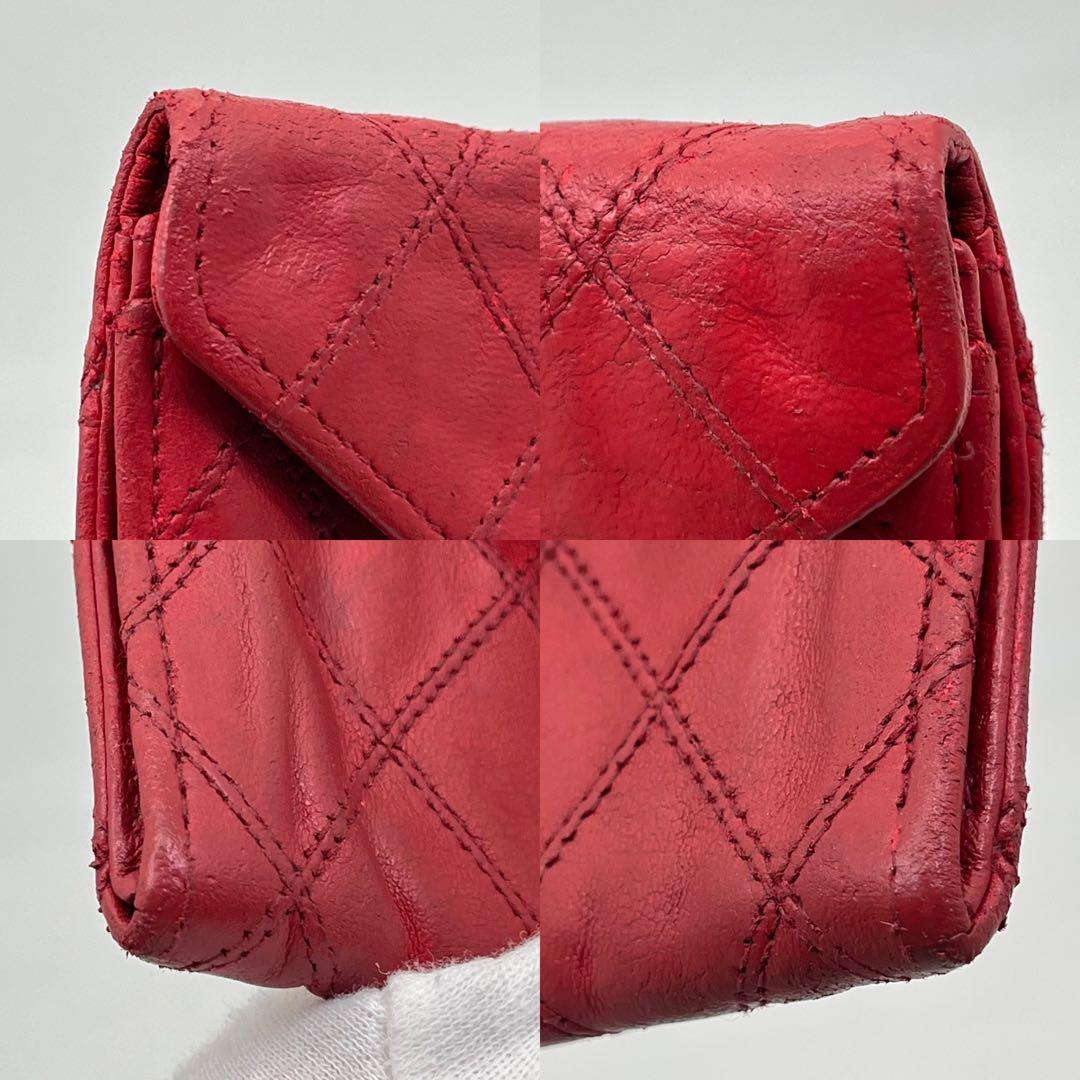 CHANEL ケース 小銭入れ ビコローレ ココマーク レッド レザー