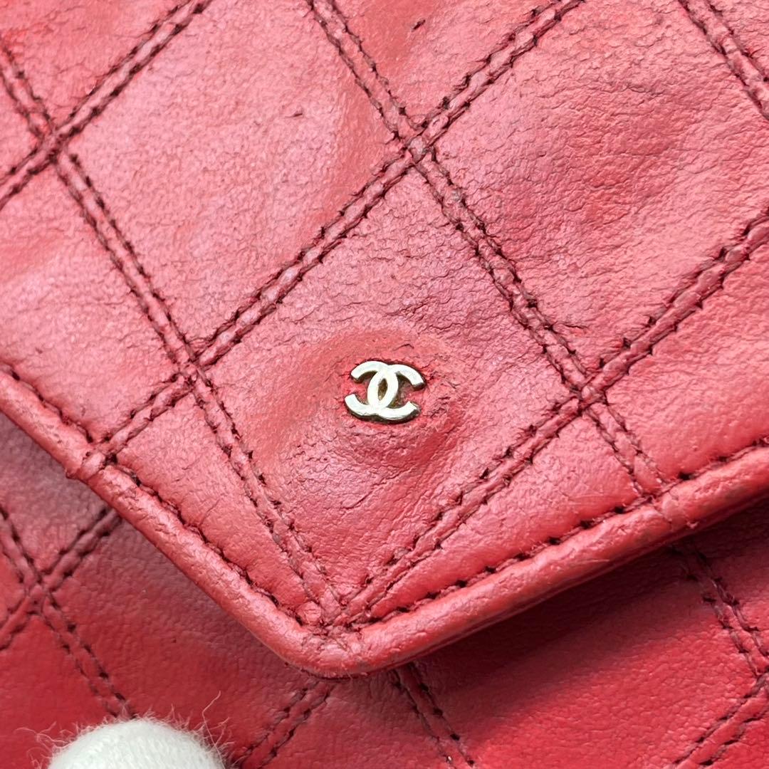 CHANEL ケース 小銭入れ ビコローレ ココマーク レッド レザー