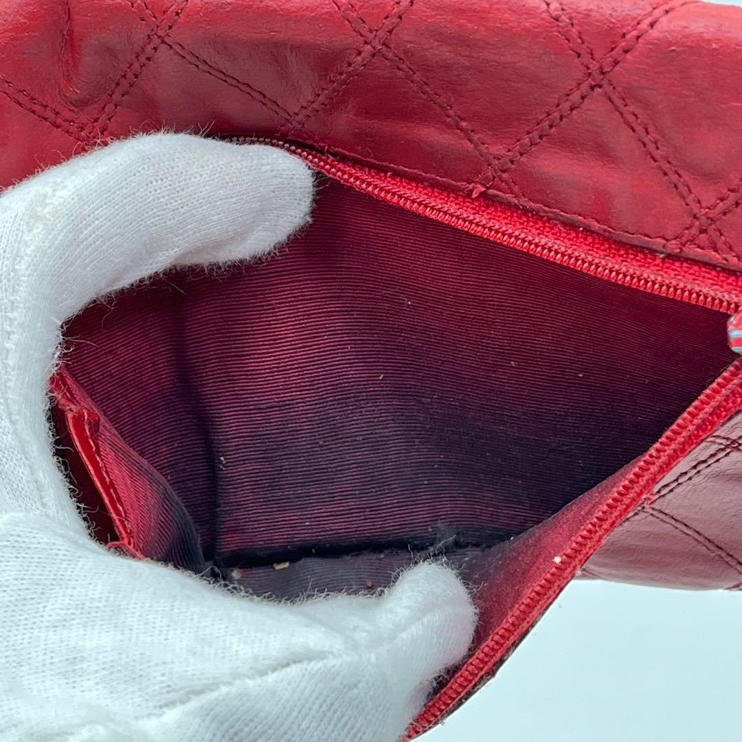 CHANEL ケース 小銭入れ ビコローレ ココマーク レッド レザー