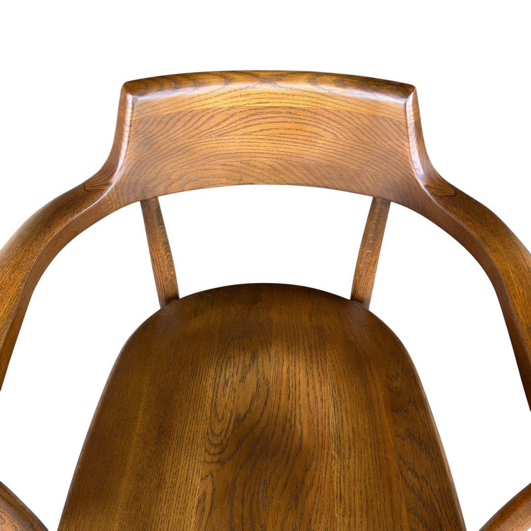 【希少】大塚家具 アームチェア ダイニングチェア 板座 ナラ材 ①