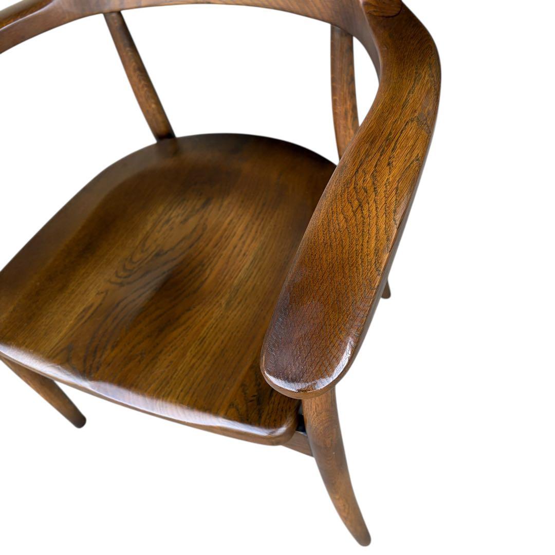 【希少】大塚家具 アームチェア ダイニングチェア 板座 ナラ材 ①