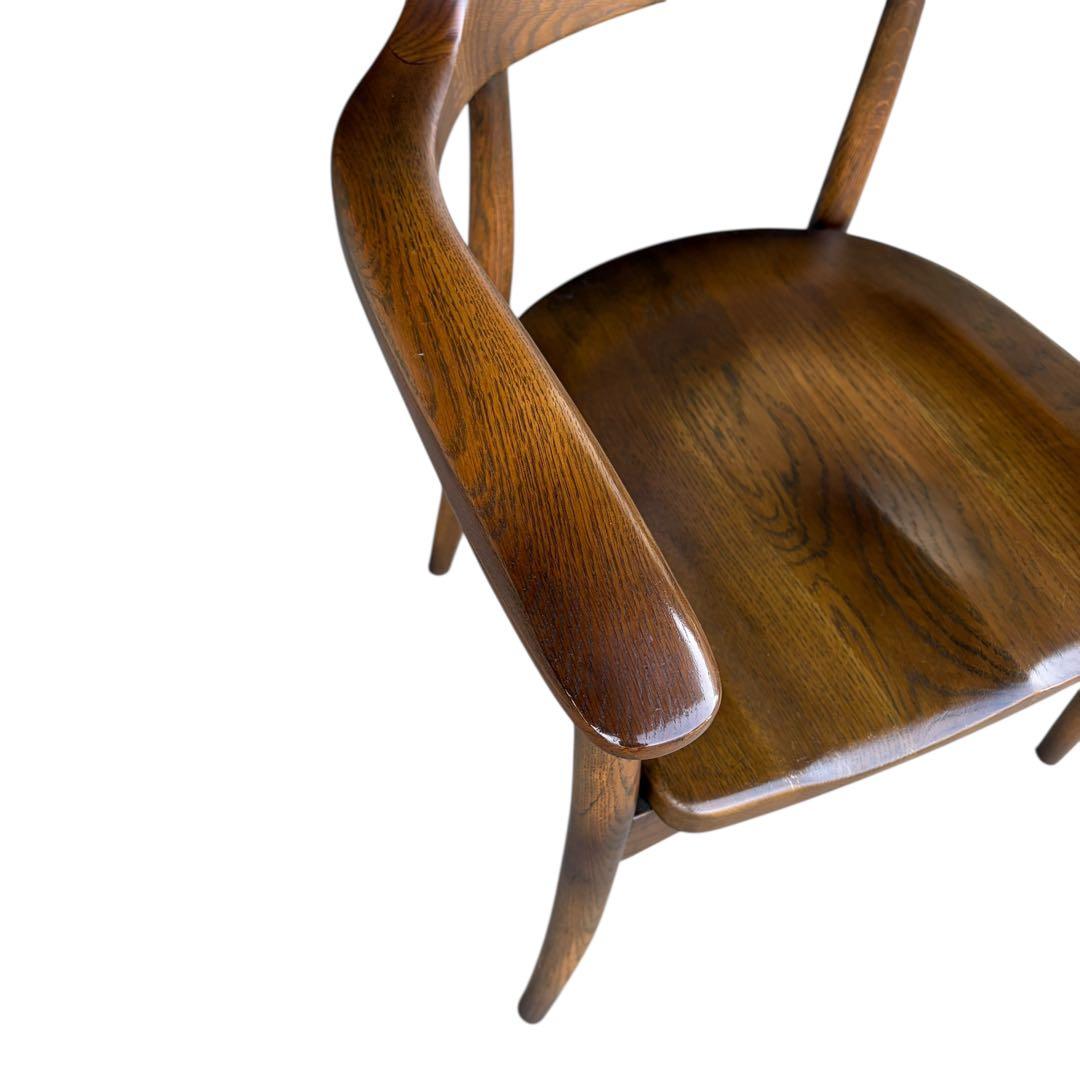 【希少】大塚家具 アームチェア ダイニングチェア 板座 ナラ材 ①