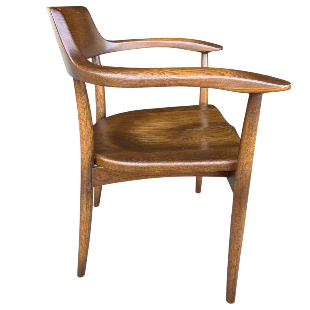 【希少】大塚家具 アームチェア ダイニングチェア 板座 ナラ材 ①