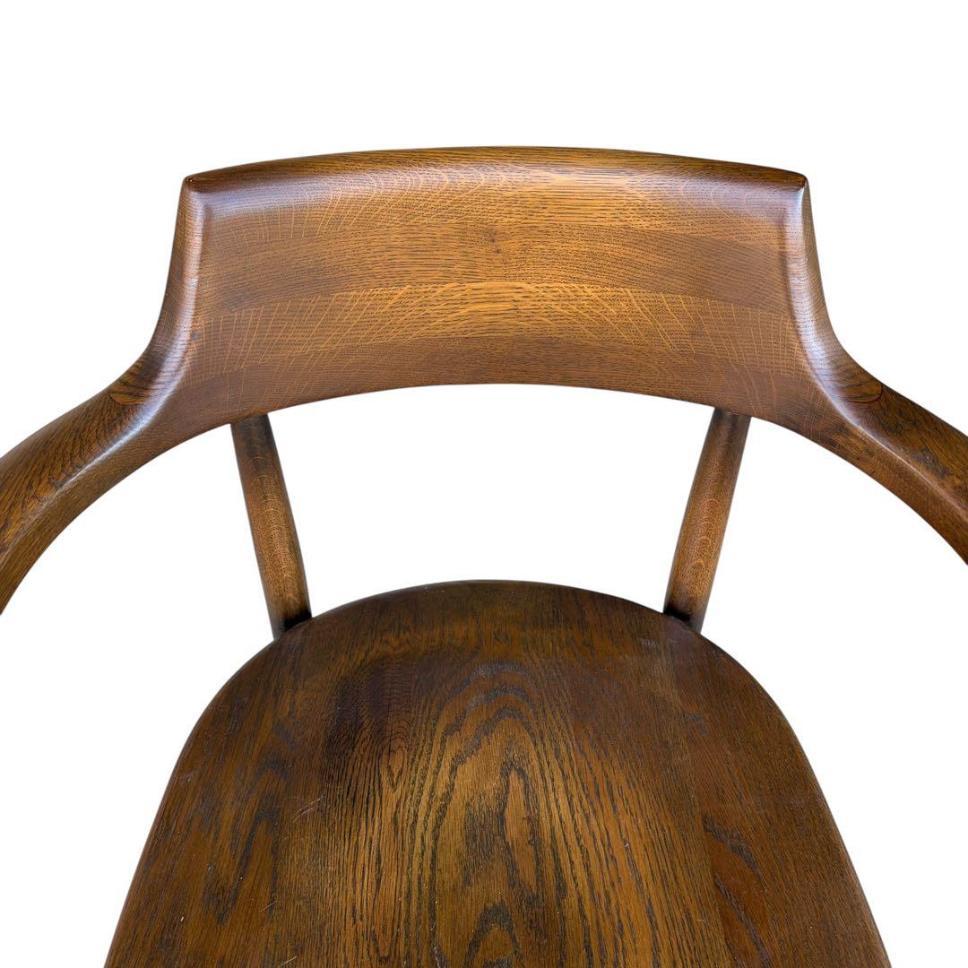 【希少】大塚家具 アームチェア ダイニングチェア 板座 ナラ材 ①