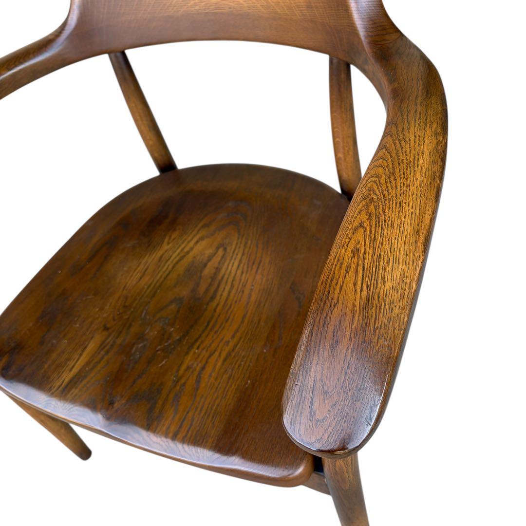 【希少】大塚家具 アームチェア ダイニングチェア 板座 ナラ材 ①