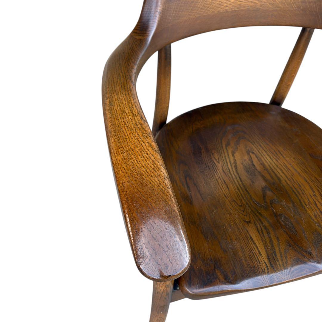 【希少】大塚家具 アームチェア ダイニングチェア 板座 ナラ材 ①