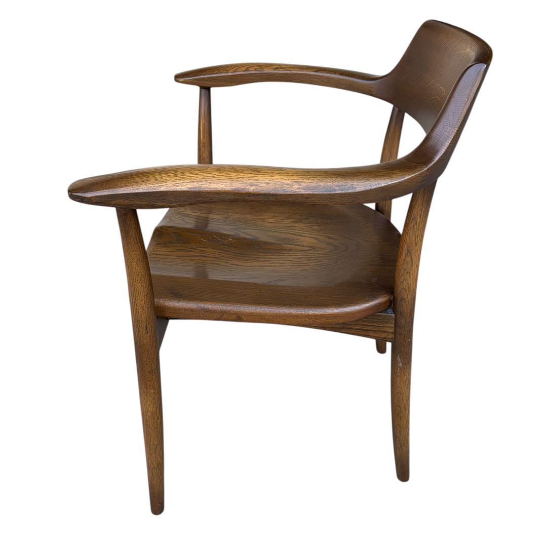 【希少】大塚家具 アームチェア ダイニングチェア 板座 ナラ材 ①