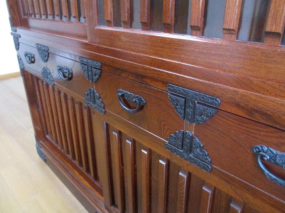 ★ 民芸家具 茶箪笥 茶棚 幅151.5cm 木製 水屋 箪笥 家具 食器棚