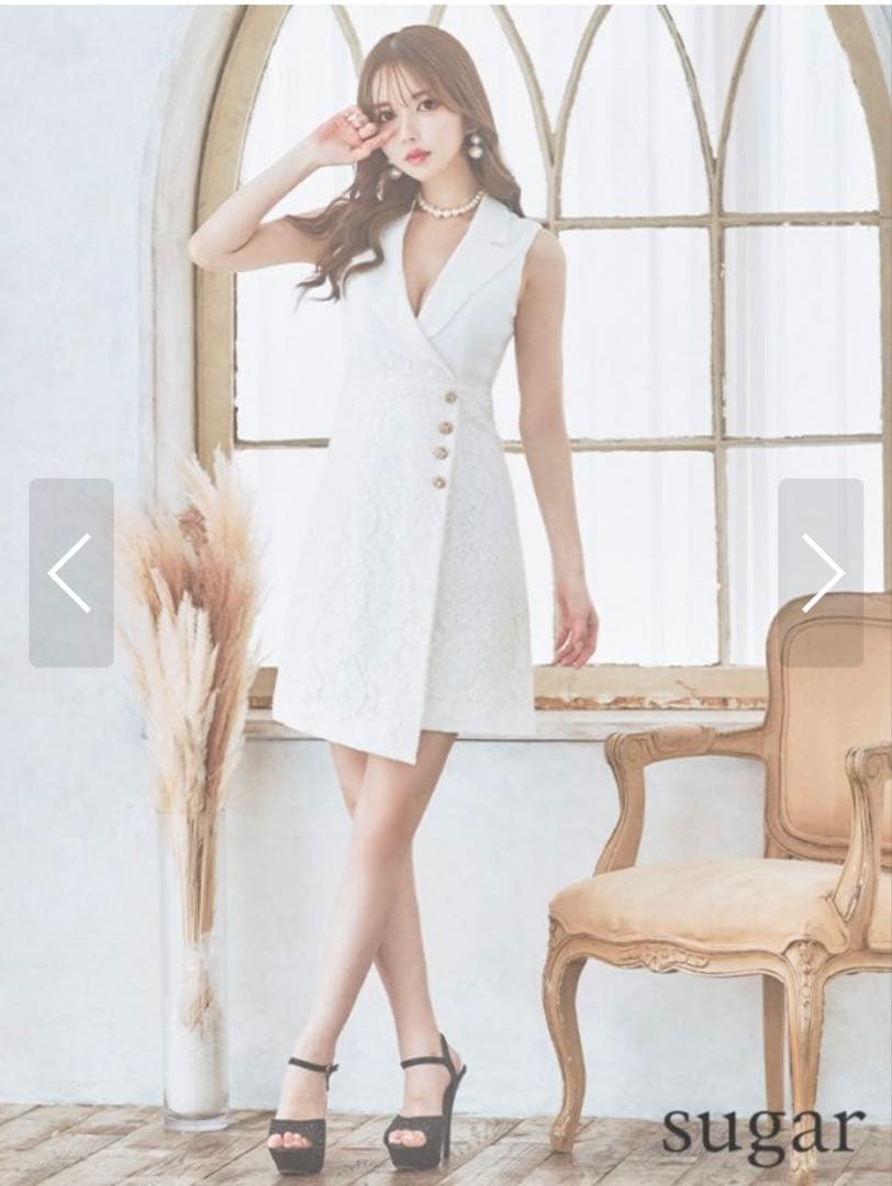 sugar ホワイト レース Vネック ドレス キャバクラ