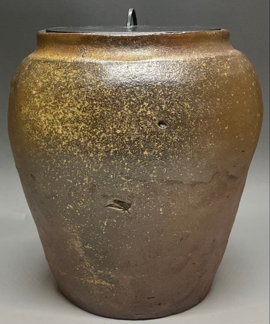 古常滑　水指　蓋付　茶道具　箱付　L309