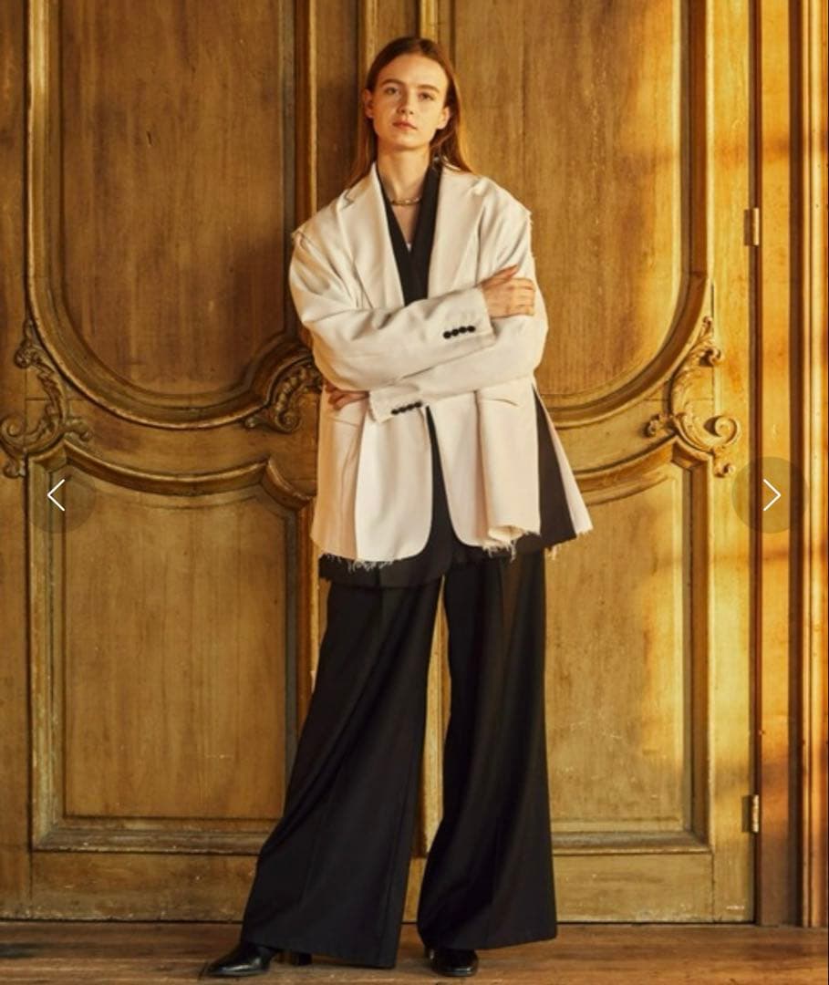 美品 セイト 大森元貴 カットオフ セミダブル タック テーラードジャケット 白