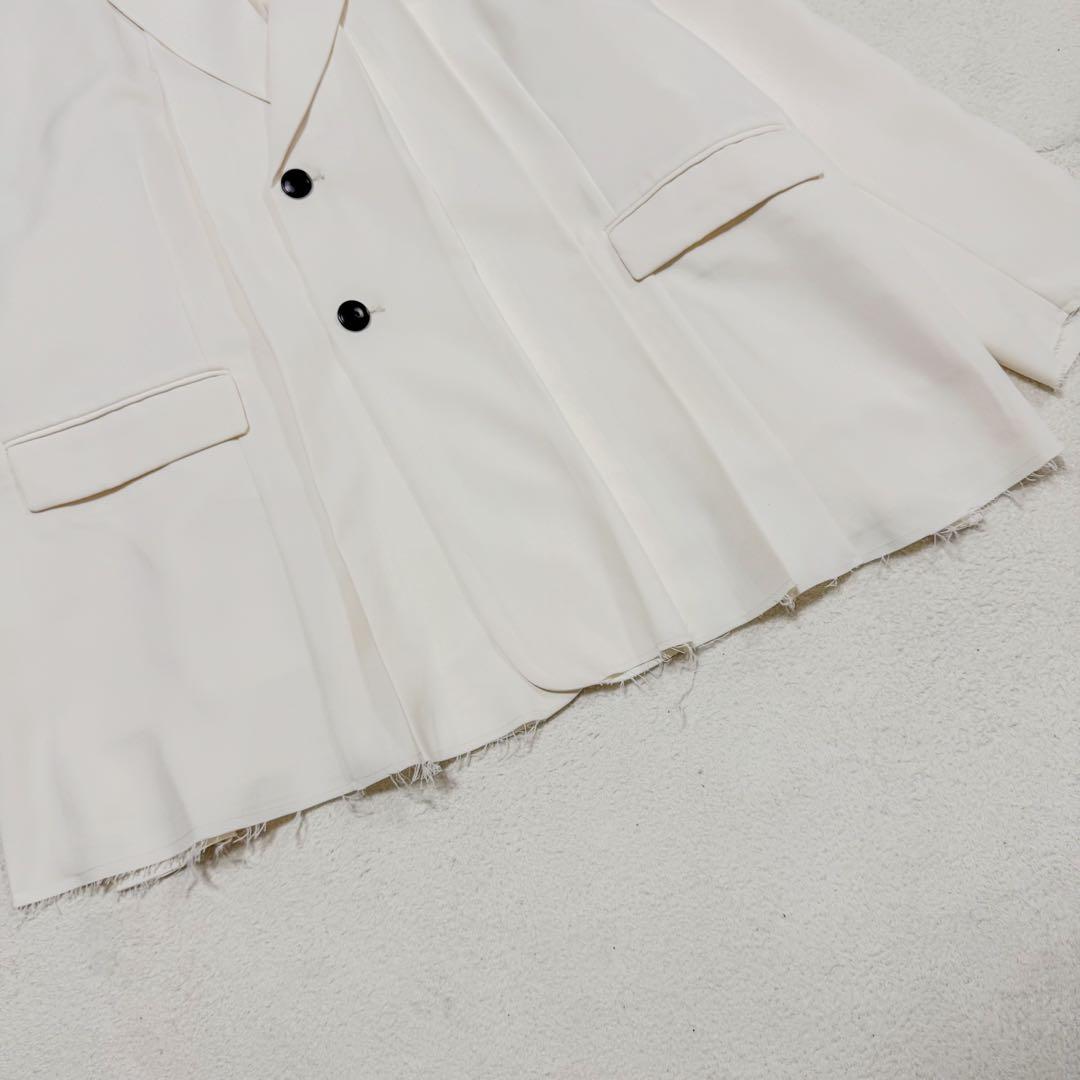 美品 セイト 大森元貴 カットオフ セミダブル タック テーラードジャケット 白