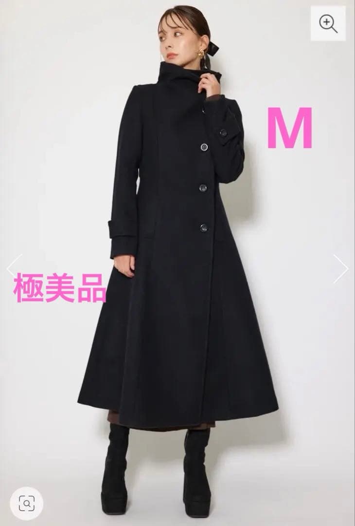 【極美品】 rienda オーバーネックシンデレララインコート M ブラック