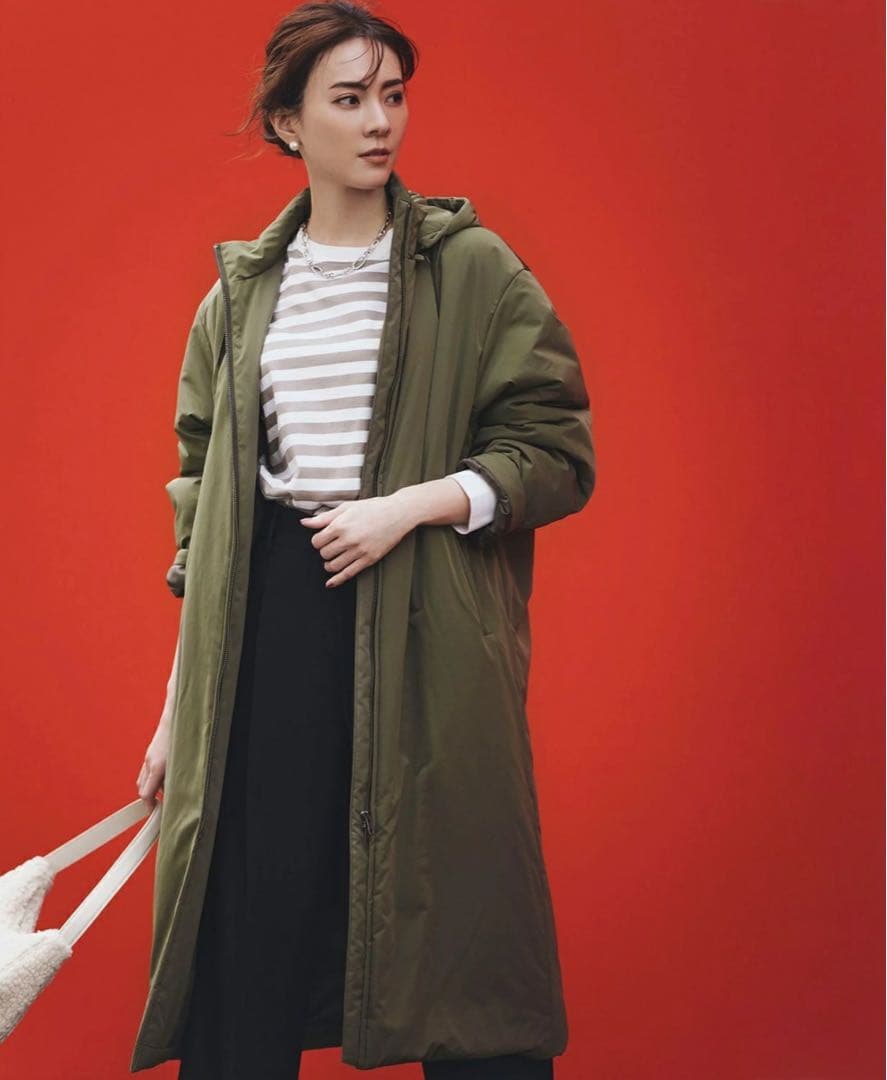 大きいサイズ46＊２３区 ピーチタッチソフト ロング中綿コート＊自由区ICB組曲