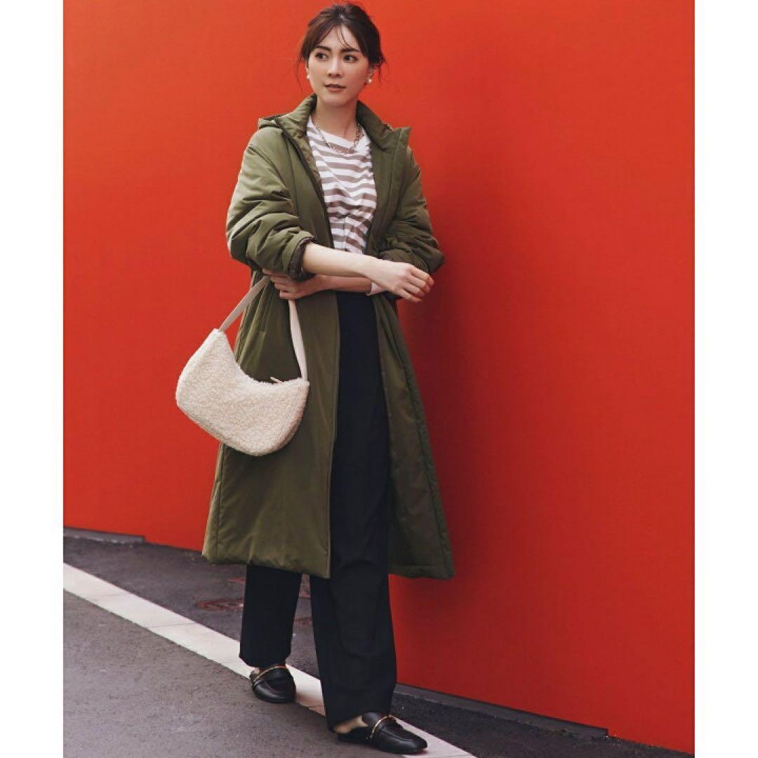 大きいサイズ46＊２３区 ピーチタッチソフト ロング中綿コート＊自由区ICB組曲