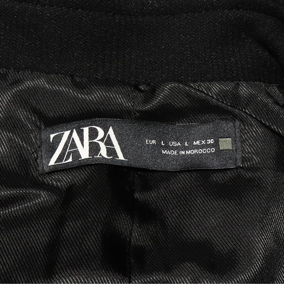美品★L★ZARA★ケープコート★ウール ポンチョ★ブラック★金ボタン★ザラ