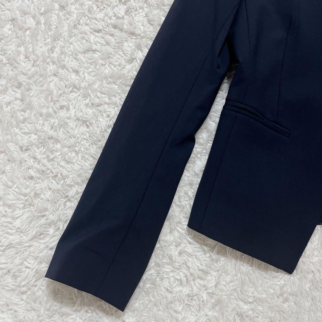 美品✨Theory ノーカラージャケット　現行　ストレッチ　LANAI 紺　2