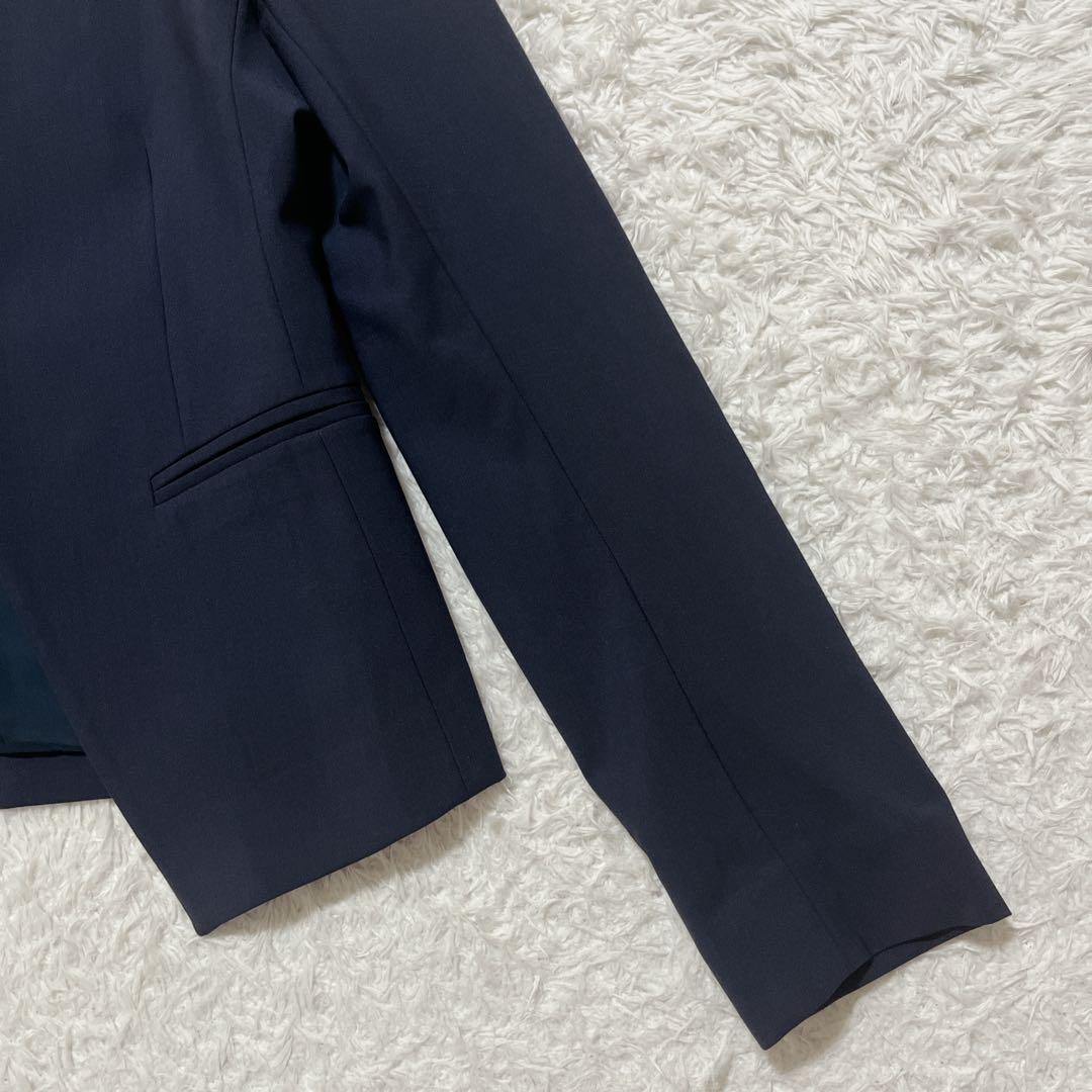 美品✨Theory ノーカラージャケット　現行　ストレッチ　LANAI 紺　2