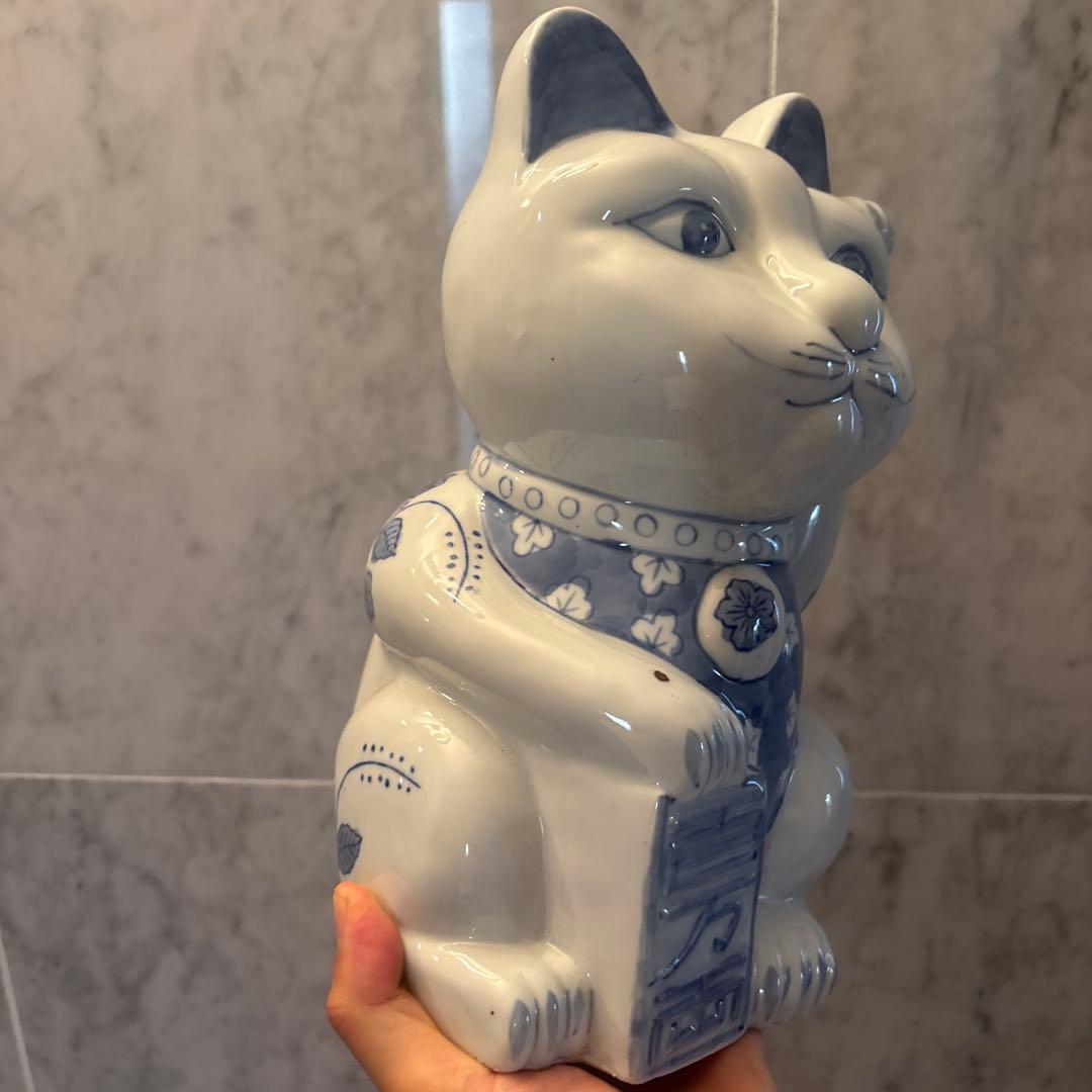 ヴォルテックス様ヴィンテージ　可愛らしく妖艶な瞳が素敵な招き猫の陶器オブジェ