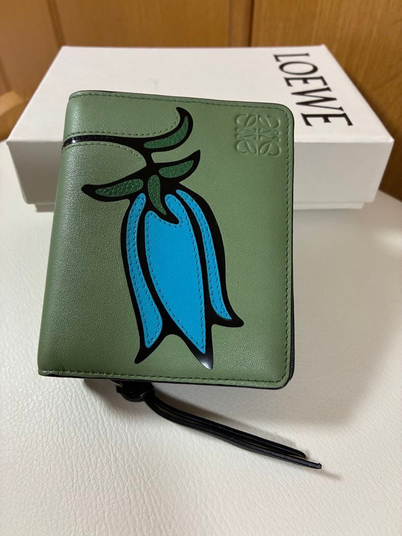 LOEWE　ハーバリウムS 二つ折り財布/ミントグリーン/ターコイズブルー