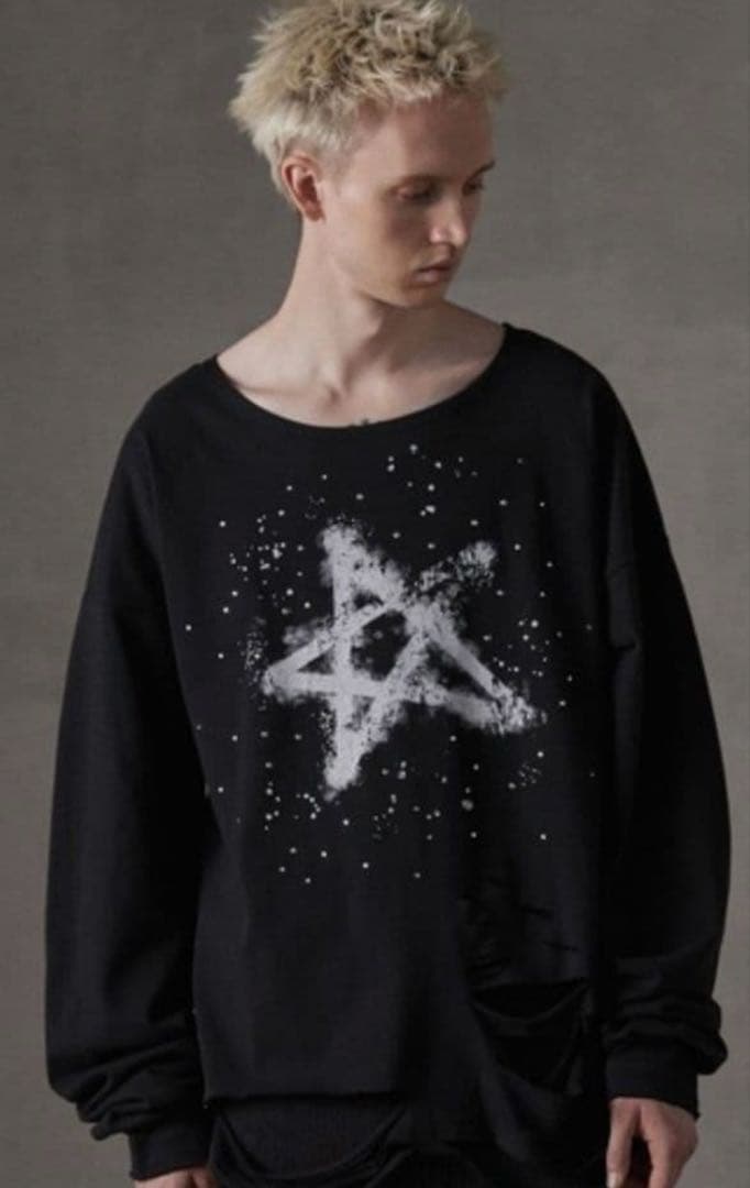 【GRANCY】ラインストーンデザイン グラフィックダメージ ロンT