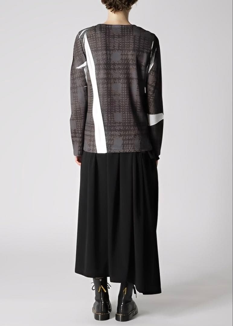 Y's ワイズ 美品 グレンチェック ラウンドネック カットソー 2