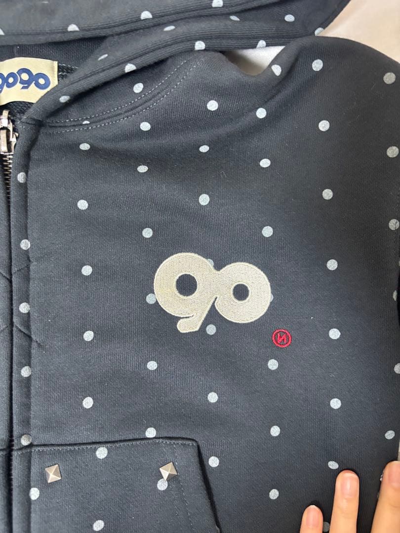 9090ネイビードット柄パーカー