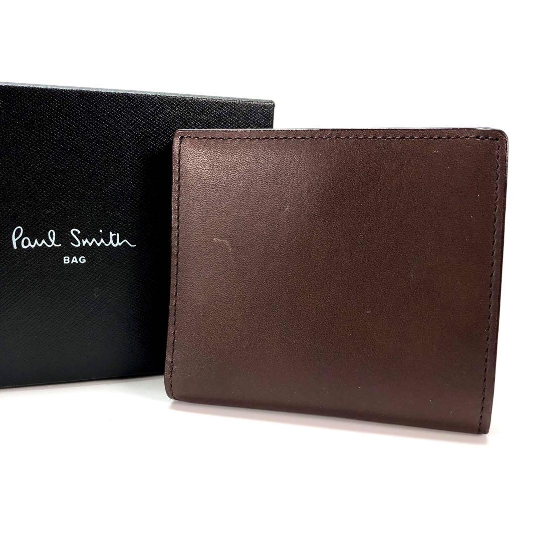 新品 ポールスミス 二つ折り財布 コンパクト レザー 財布　茶　71Q133