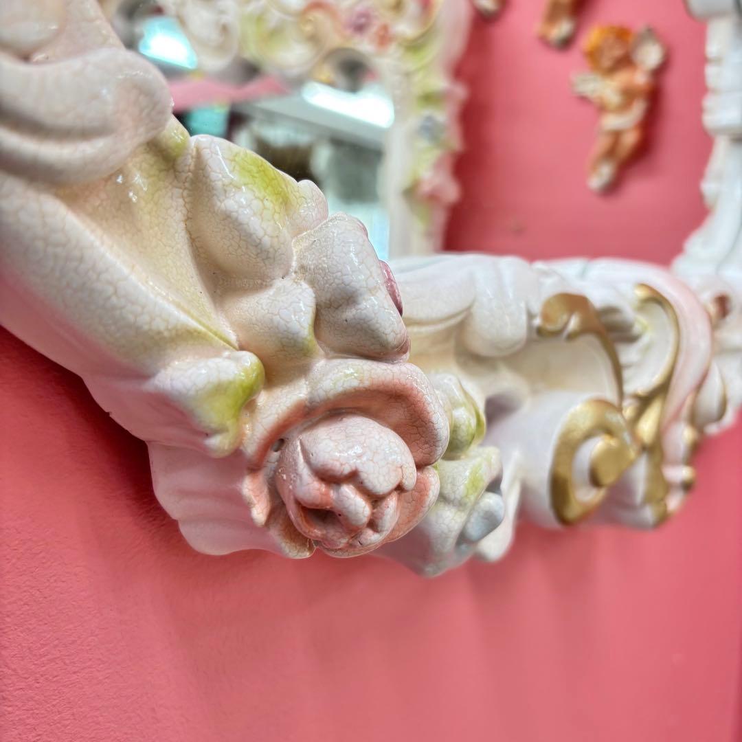 ロココRAZAミラー　壁掛け鏡 フラワー装飾