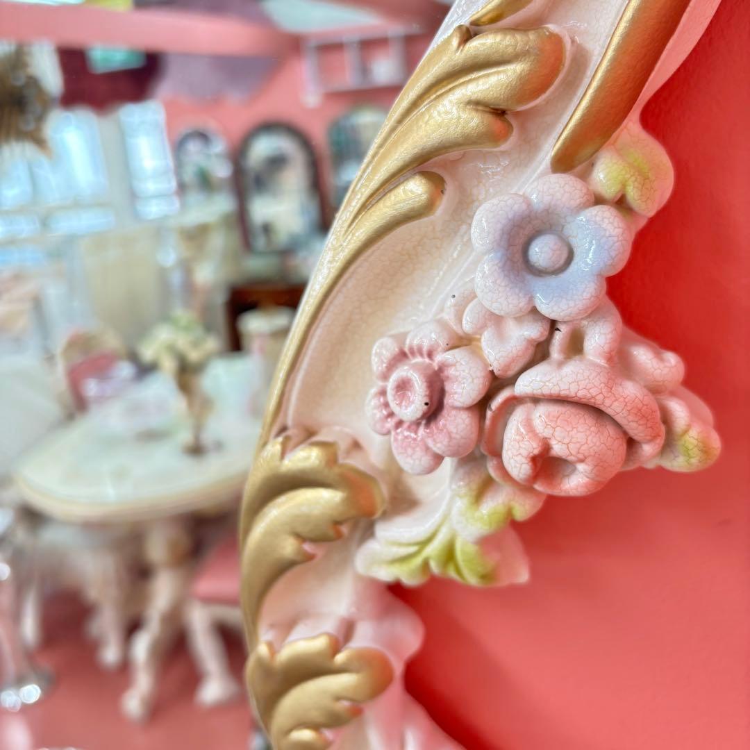 ロココRAZAミラー　壁掛け鏡 フラワー装飾