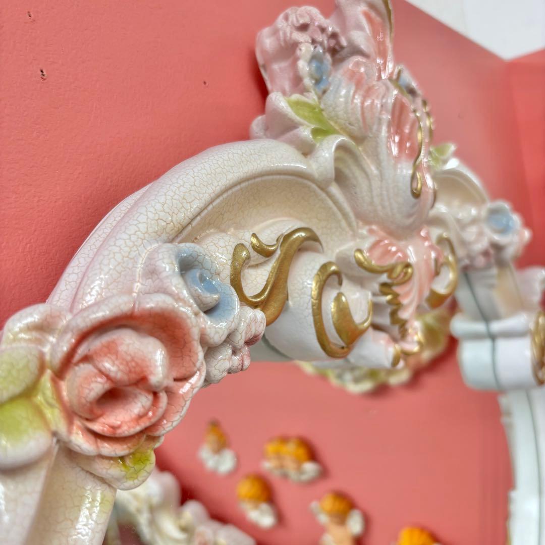 ロココRAZAミラー　壁掛け鏡 フラワー装飾