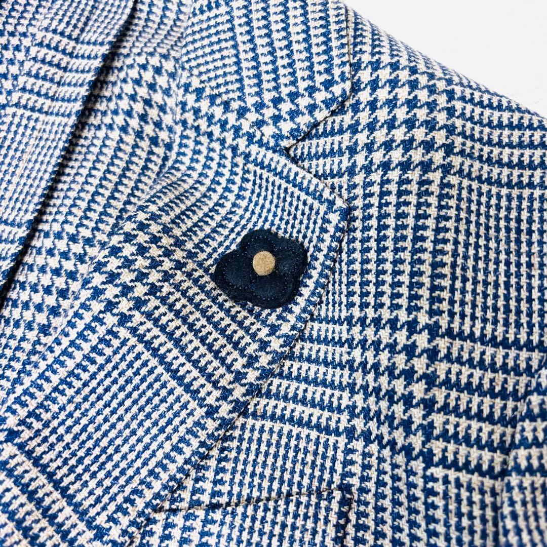 【新品】ラルディーニ　テーラードジャケット　ブートニエール　千鳥　麻　48