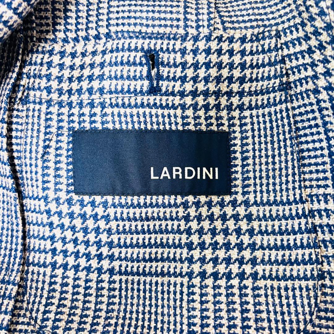 【新品】ラルディーニ　テーラードジャケット　ブートニエール　千鳥　麻　48