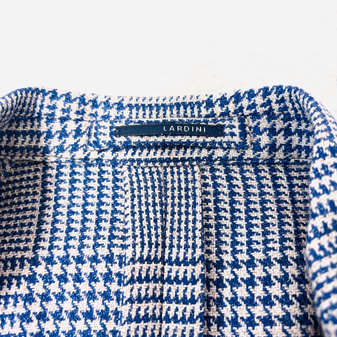 【新品】ラルディーニ　テーラードジャケット　ブートニエール　千鳥　麻　48