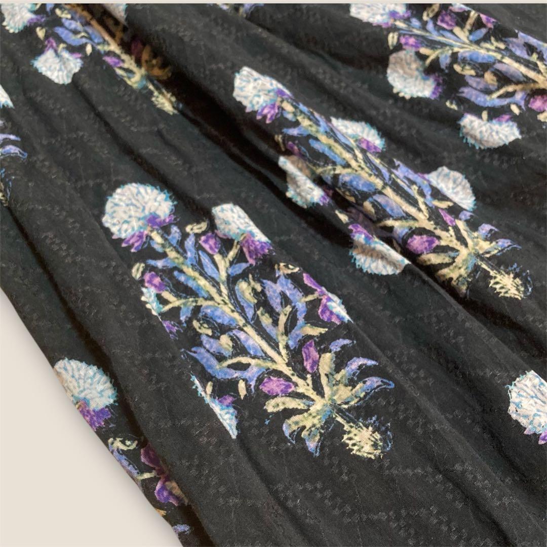 ヌキテパ コットンジャガード マリーゴールド プリントシャーリングドレス