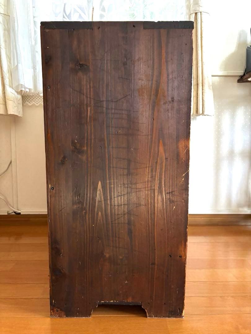 アンティーク　昭和レトロ　モールガラス　茶箪笥　チェスト　収納棚　古民家家具