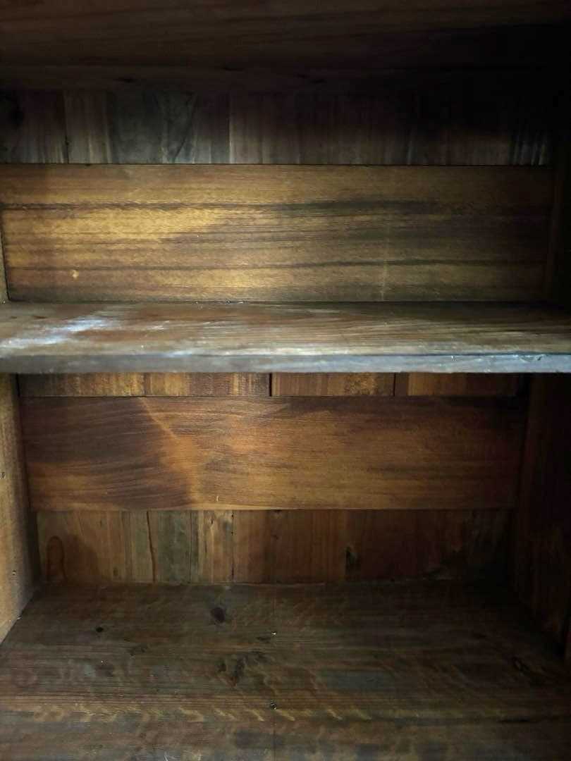 アンティーク　昭和レトロ　モールガラス　茶箪笥　チェスト　収納棚　古民家家具