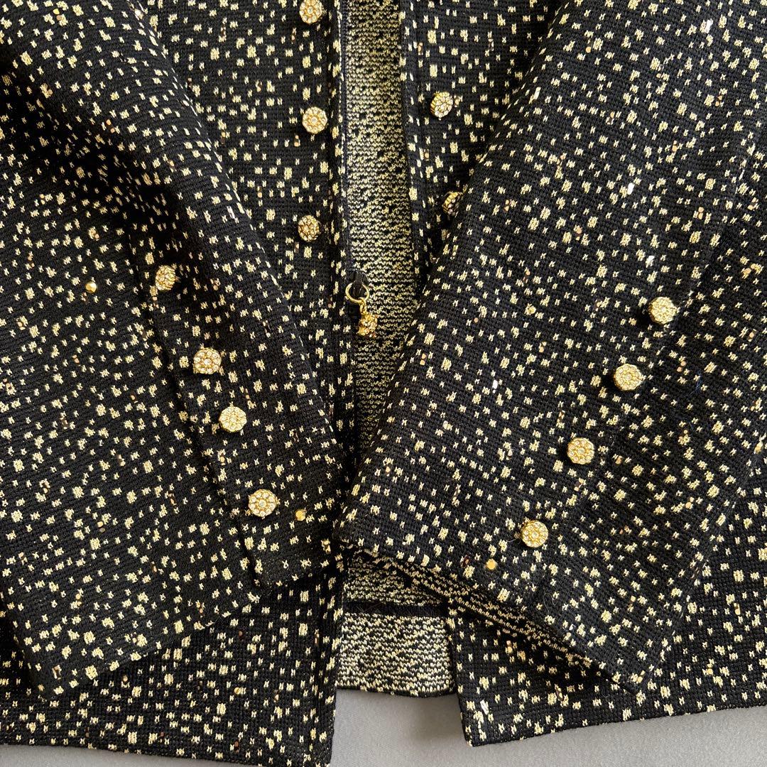 今2 ST.JOHN セントジョン テーラードジャケット ブラック ゴールド M