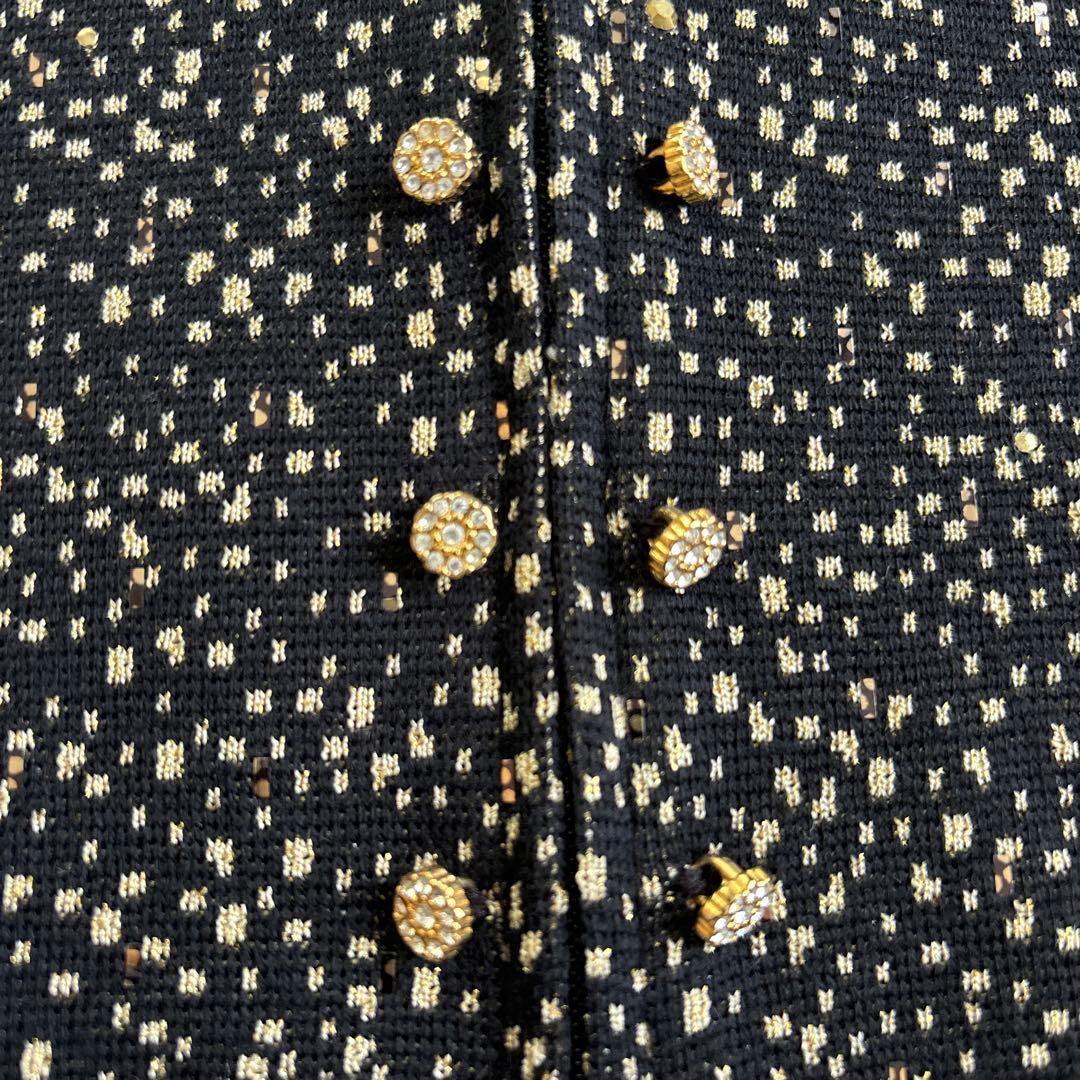 今2 ST.JOHN セントジョン テーラードジャケット ブラック ゴールド M