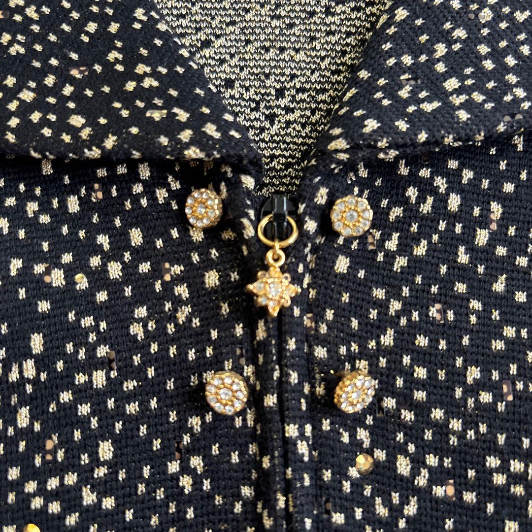 今2 ST.JOHN セントジョン テーラードジャケット ブラック ゴールド M