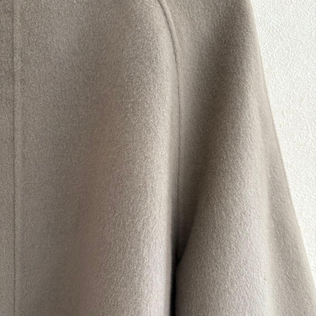 アドーア　カシミヤ　ウール　ノーカラー　ショート　コート