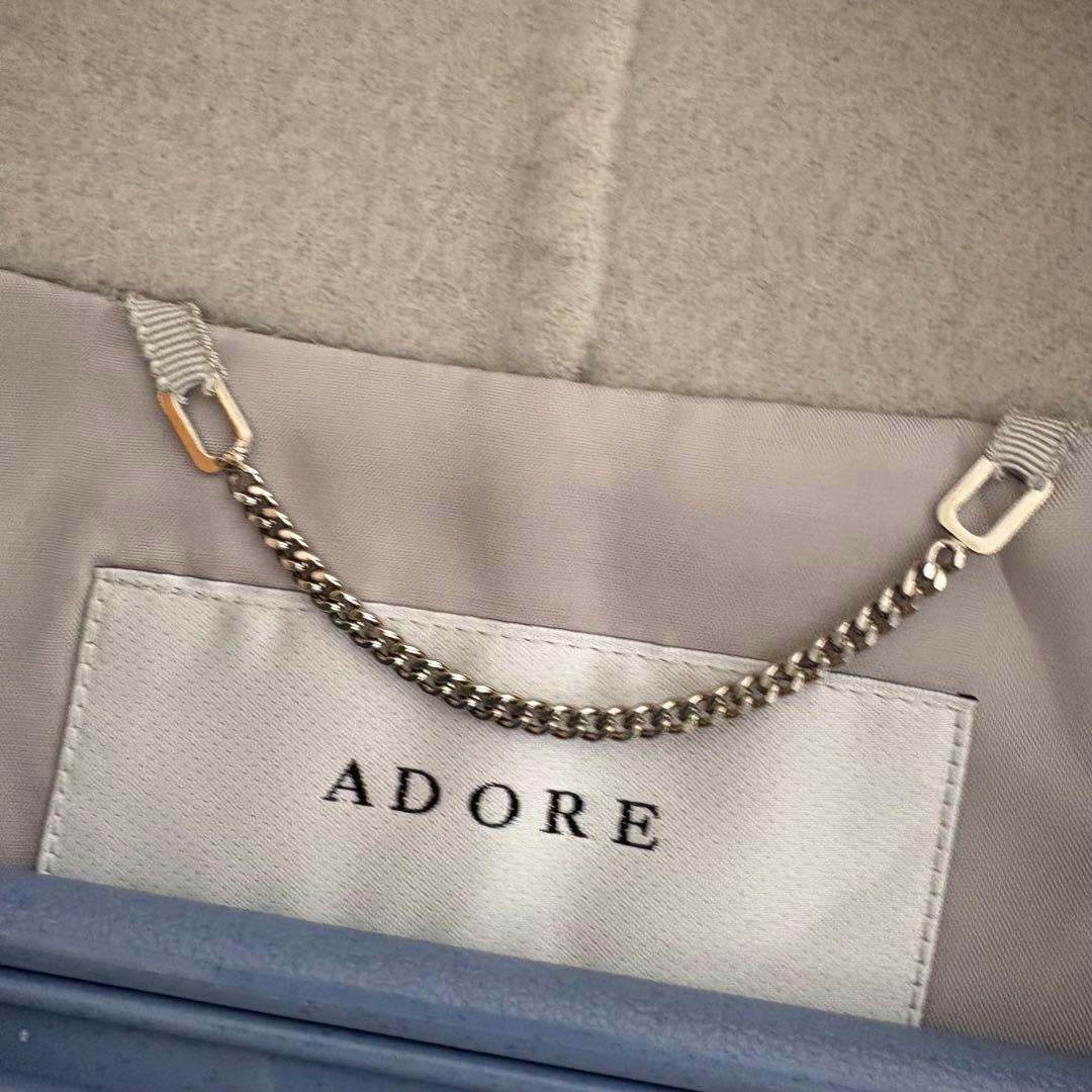 アドーア　カシミヤ　ウール　ノーカラー　ショート　コート