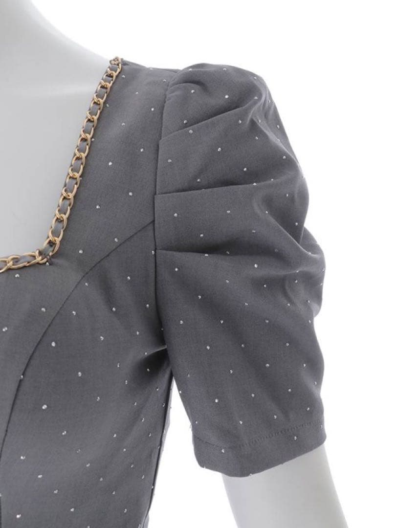 パフスリーブスタッズタイトミニドレス/キャバドレス