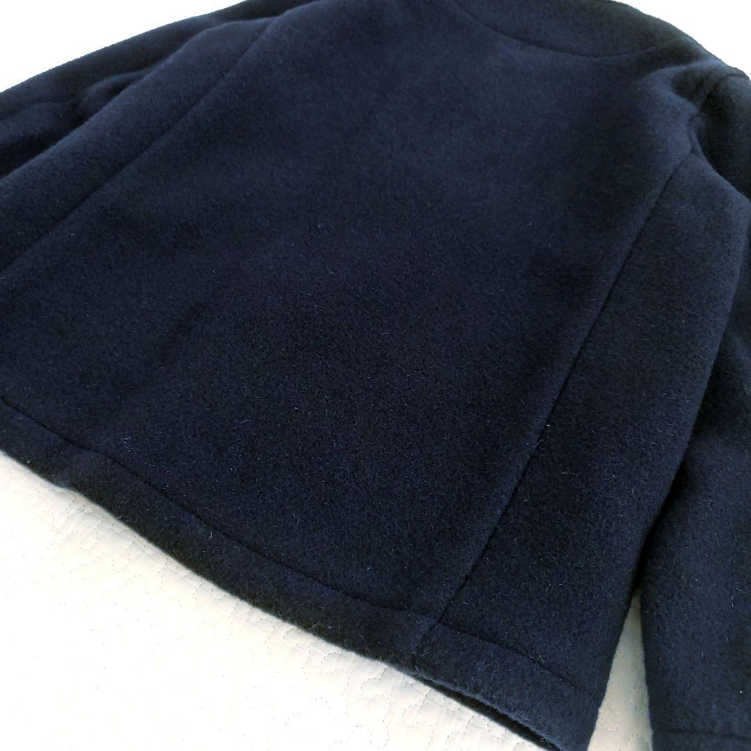 DANTON ダントン ウールモッサー ノーカラージャケット コート ネイビー