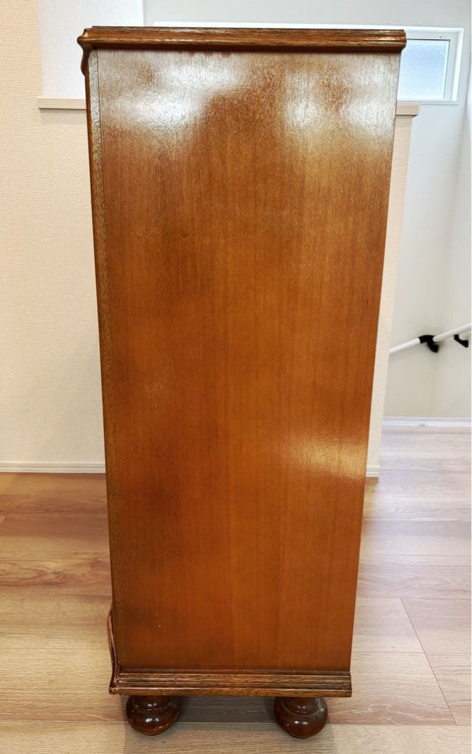 高級イタリア製 家具 ヨーロピアン 丸脚5段チェスト アンティーク象嵌細工 収納