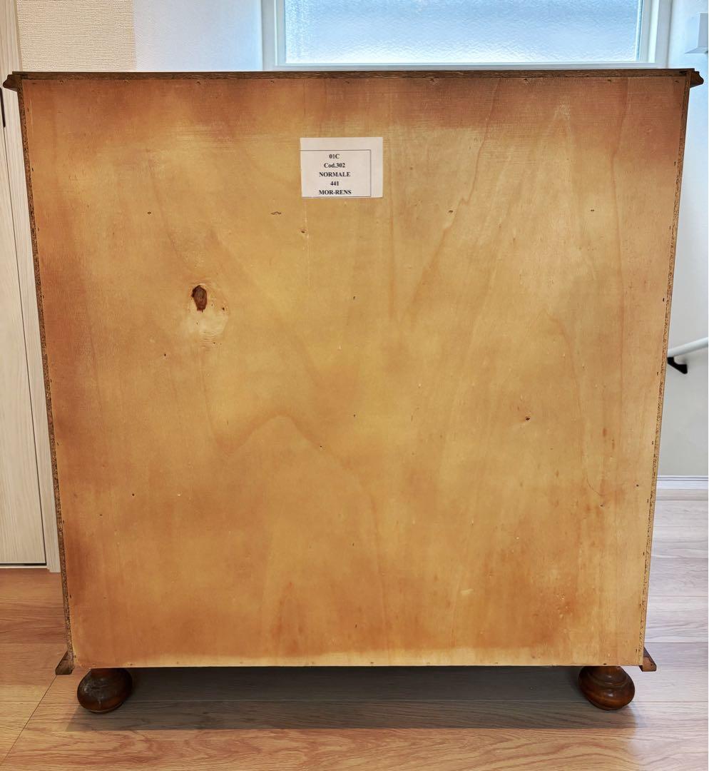 高級イタリア製 家具 ヨーロピアン 丸脚5段チェスト アンティーク象嵌細工 収納