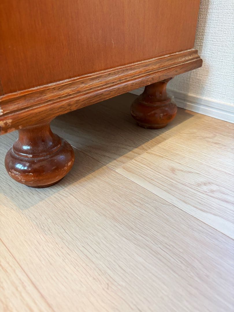 高級イタリア製 家具 ヨーロピアン 丸脚5段チェスト アンティーク象嵌細工 収納